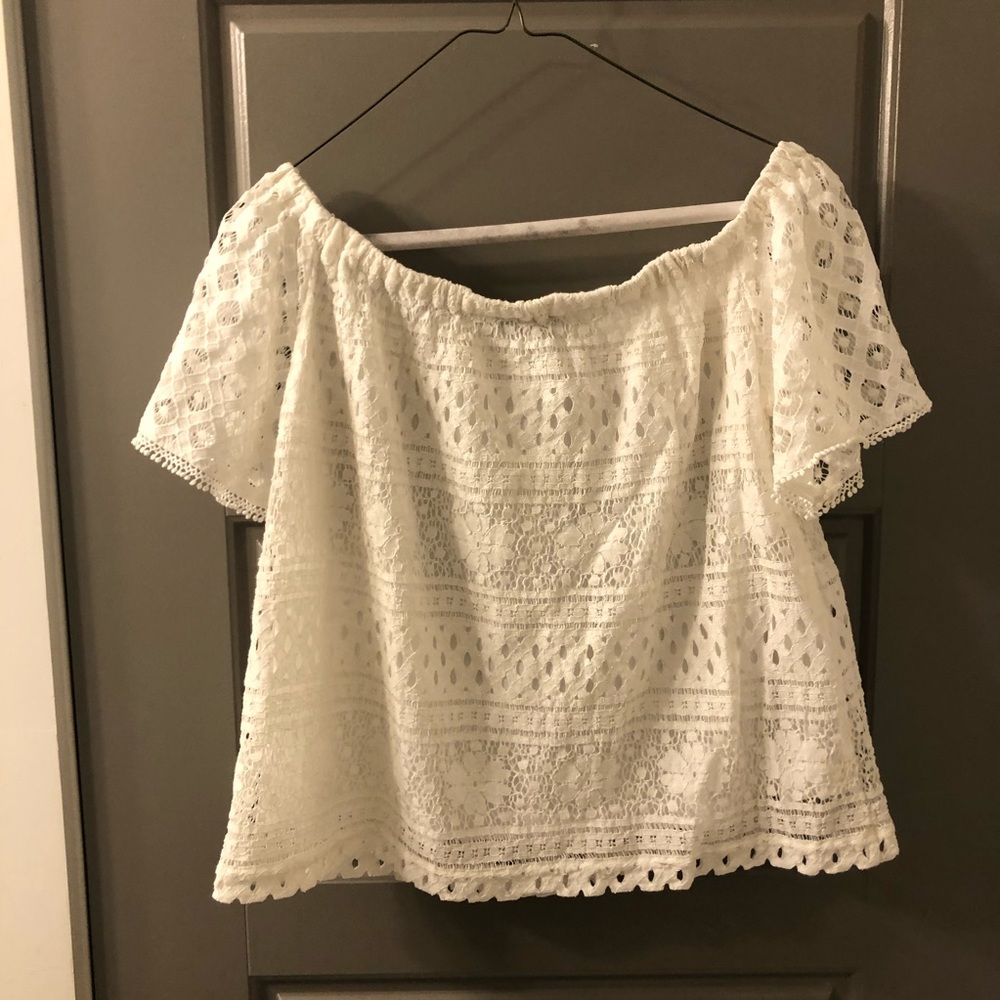 Off the shoulder white blouse